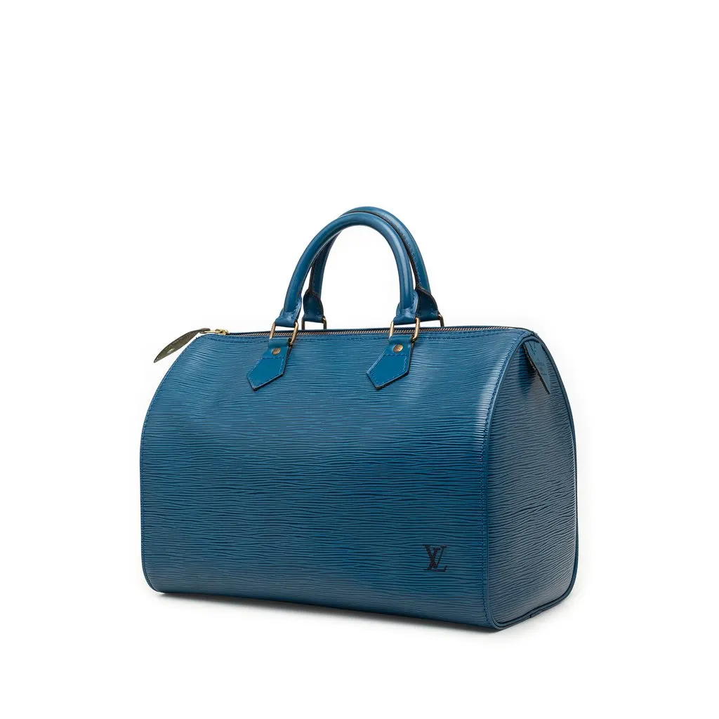 Louis Vuitton Epi Speedy 35 Blue Leather Very good - Back View