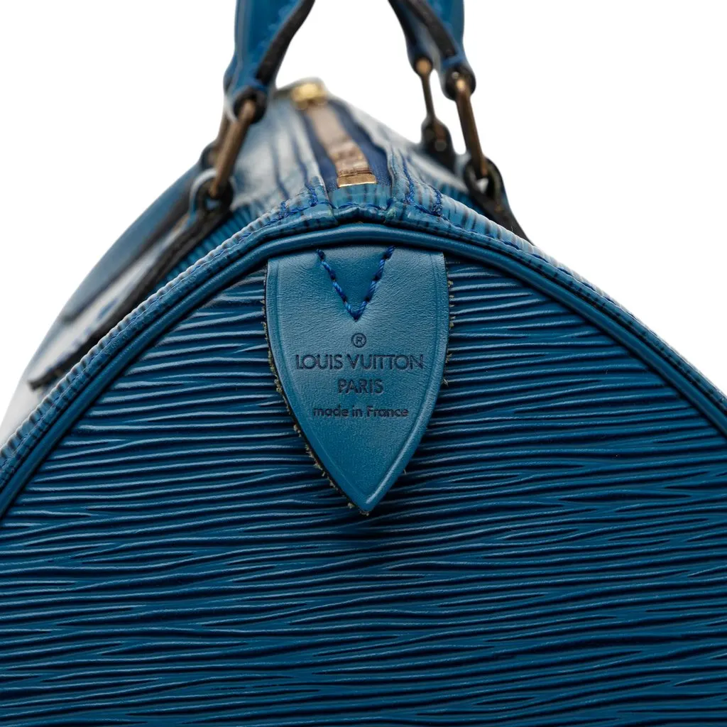 Louis Vuitton Epi Speedy 35 Blue Leather Very good - Box View