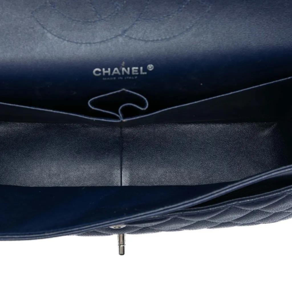 Chanel Jumbo Classic Caviar Double Flap Blue Leather Very good - Model View
