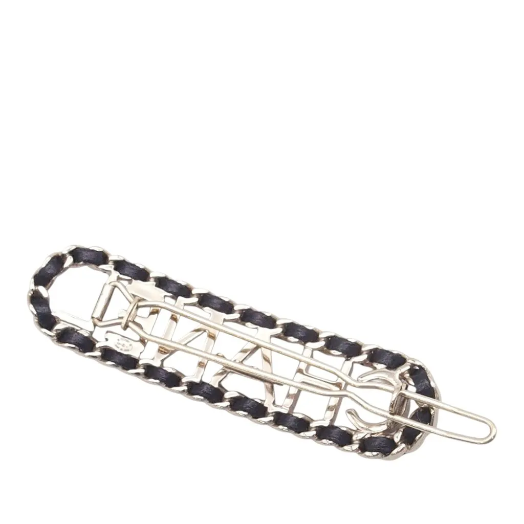 Chanel Gold Plated Lambskin Allure Logo Hair Clip Gold Metal Very good - Back View