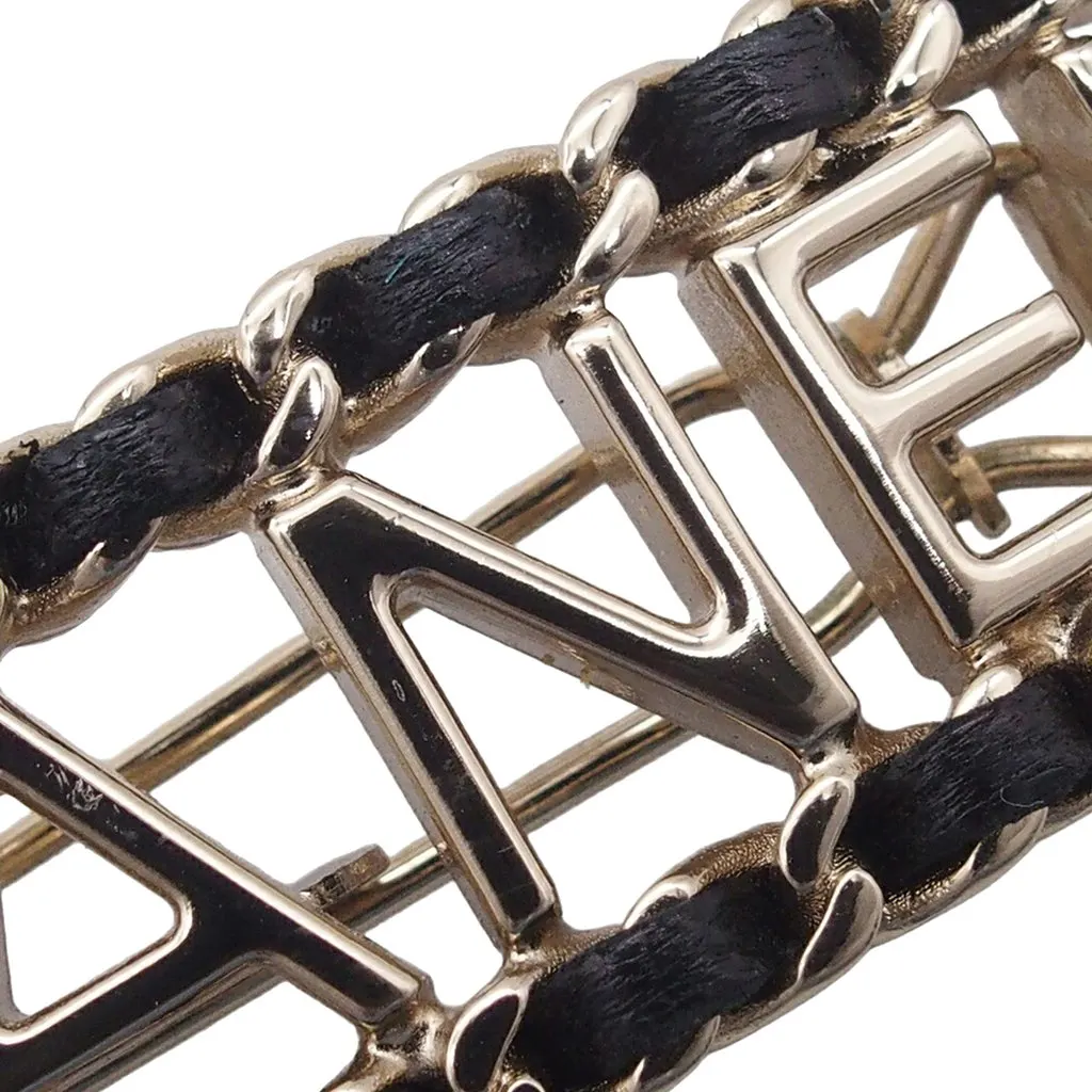 Chanel Gold Plated Lambskin Allure Logo Hair Clip Gold Metal Very good - Box View