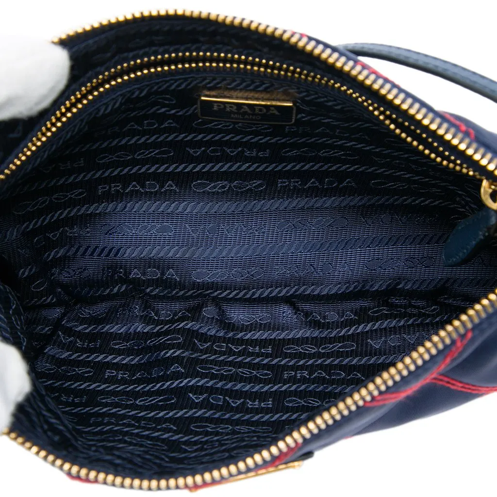 Prada Impuntu Tessuto Shoulder Bag Blue Polyamide Very good - Model View