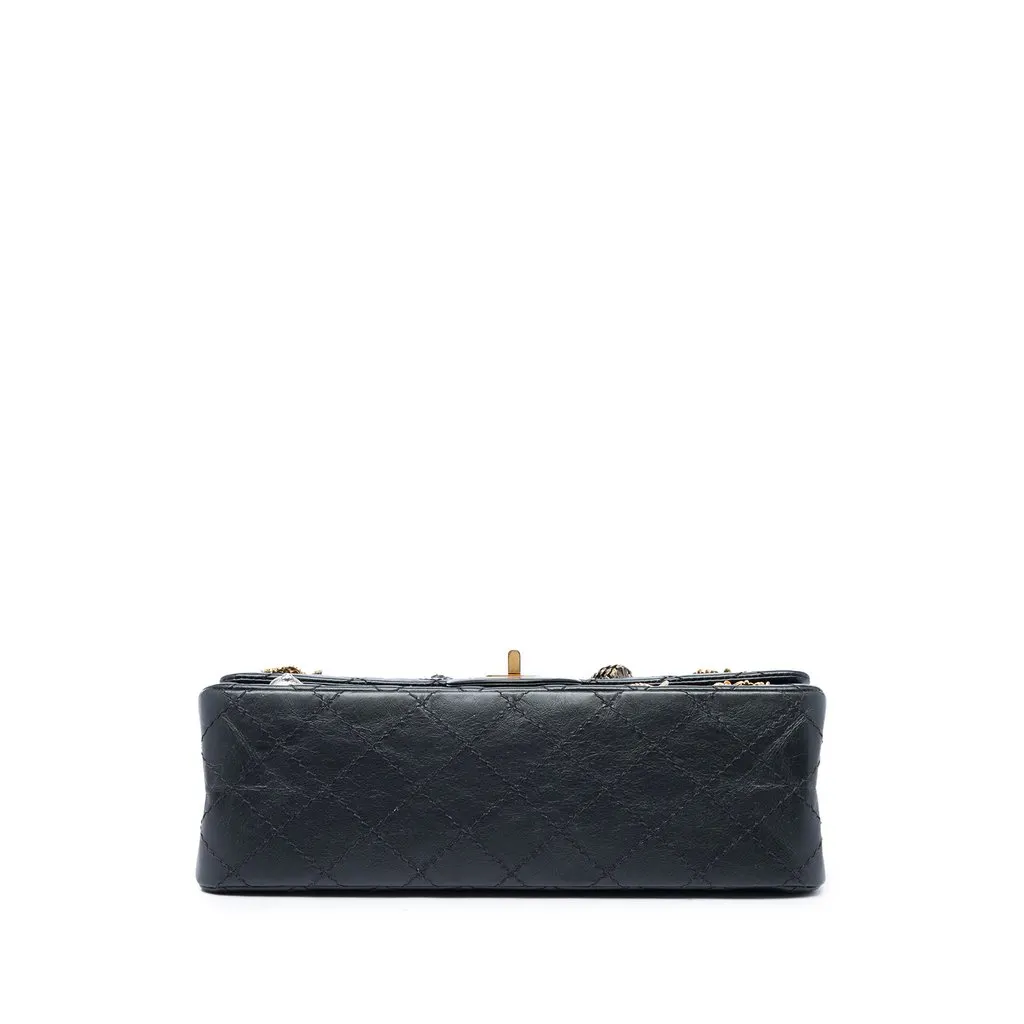 Chanel Quilted Aged Calfskin Reissue 2.55 Lucky Charms Double Flap 225 Black Leather Very good - Inside View