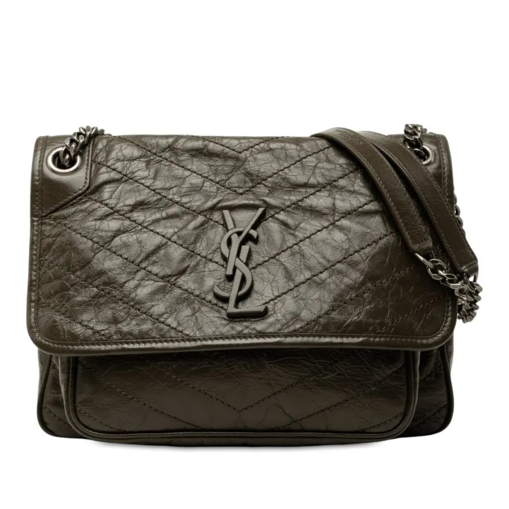 Saint Laurent Medium Crinkled Calfskin Niki Brown Leather Very good - Front View