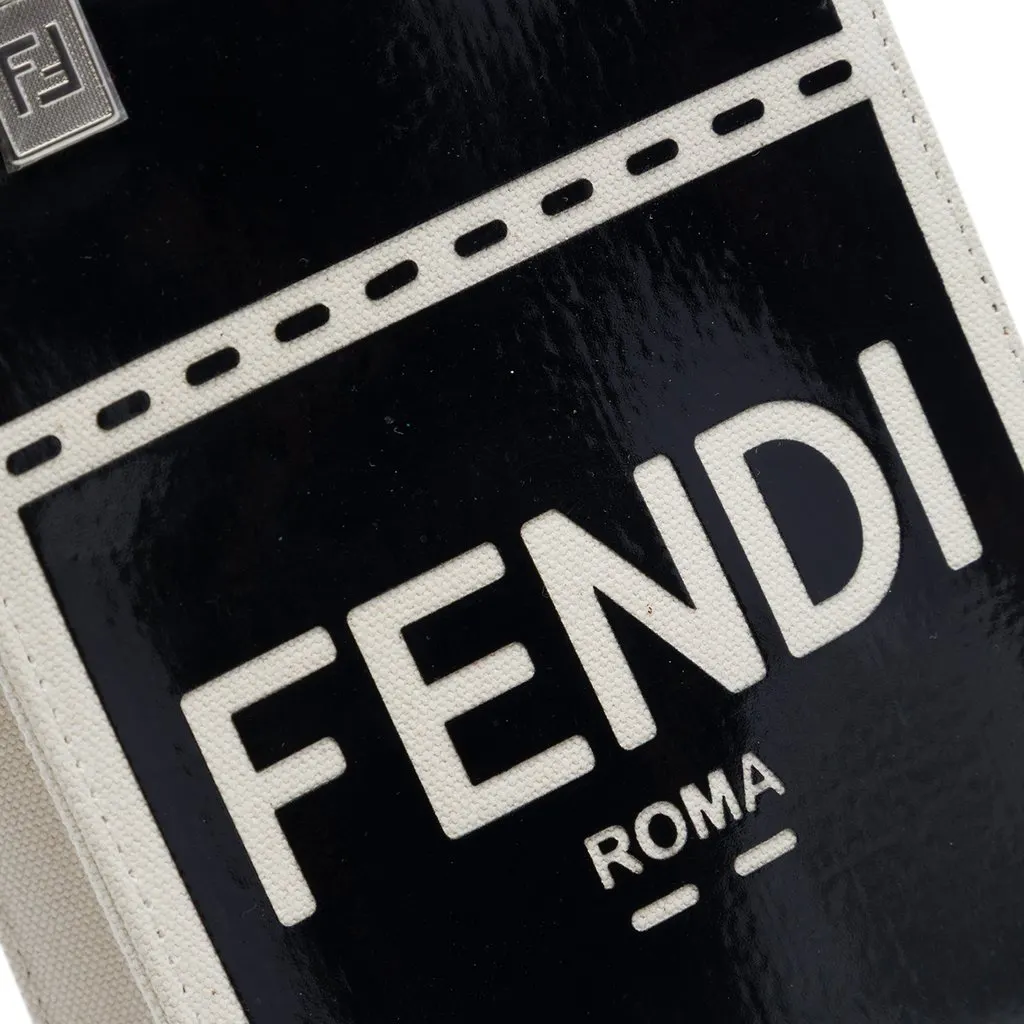 Fendi Mini Patent and Canvas Sunshine Shopper Tote Black Leather Good - Box View