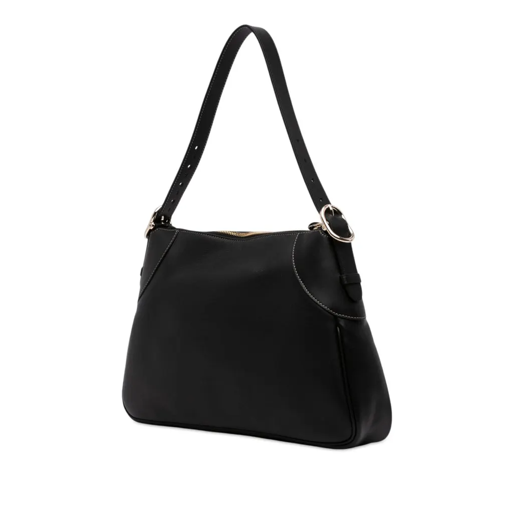 Gucci Medium Calfskin GG Emblem Shoulder Bag Black Leather Very good - Back View