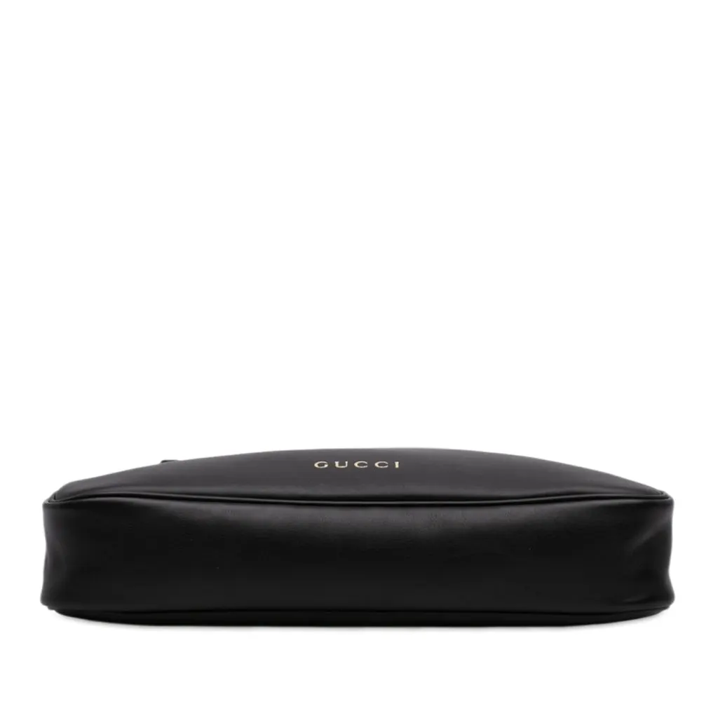 Gucci Medium Calfskin GG Emblem Shoulder Bag Black Leather Very good - Inside View