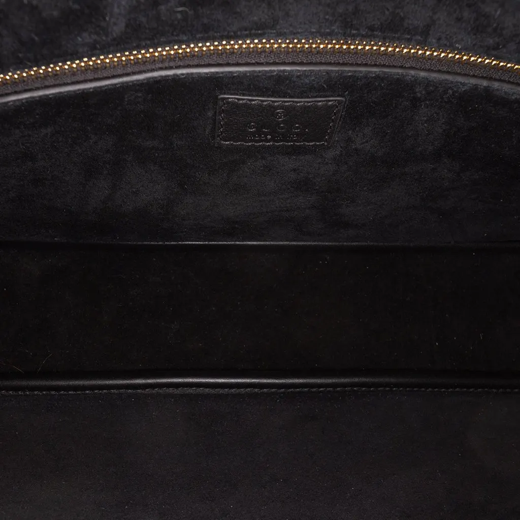 Gucci Medium Calfskin GG Emblem Shoulder Bag Black Leather Very good - Model View