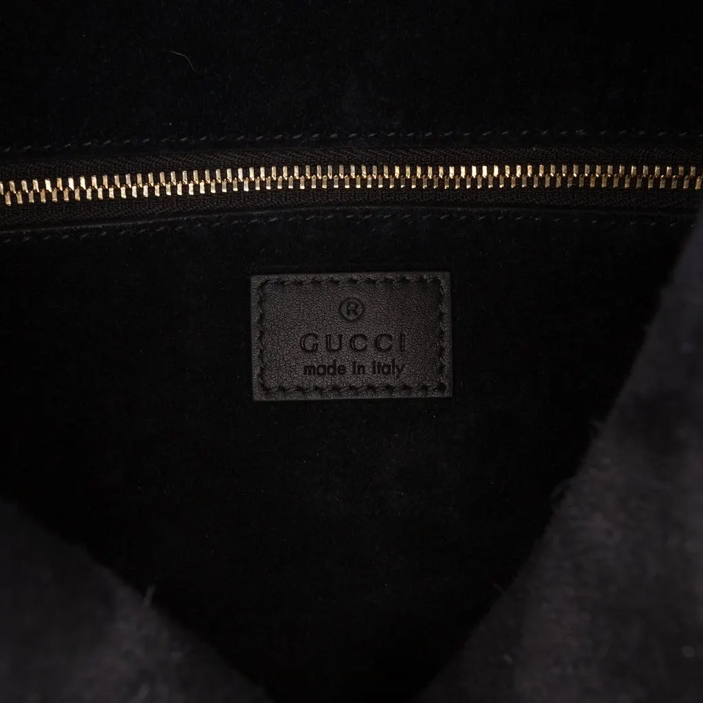 Gucci Medium Calfskin GG Emblem Shoulder Bag Black Leather Very good - Box View