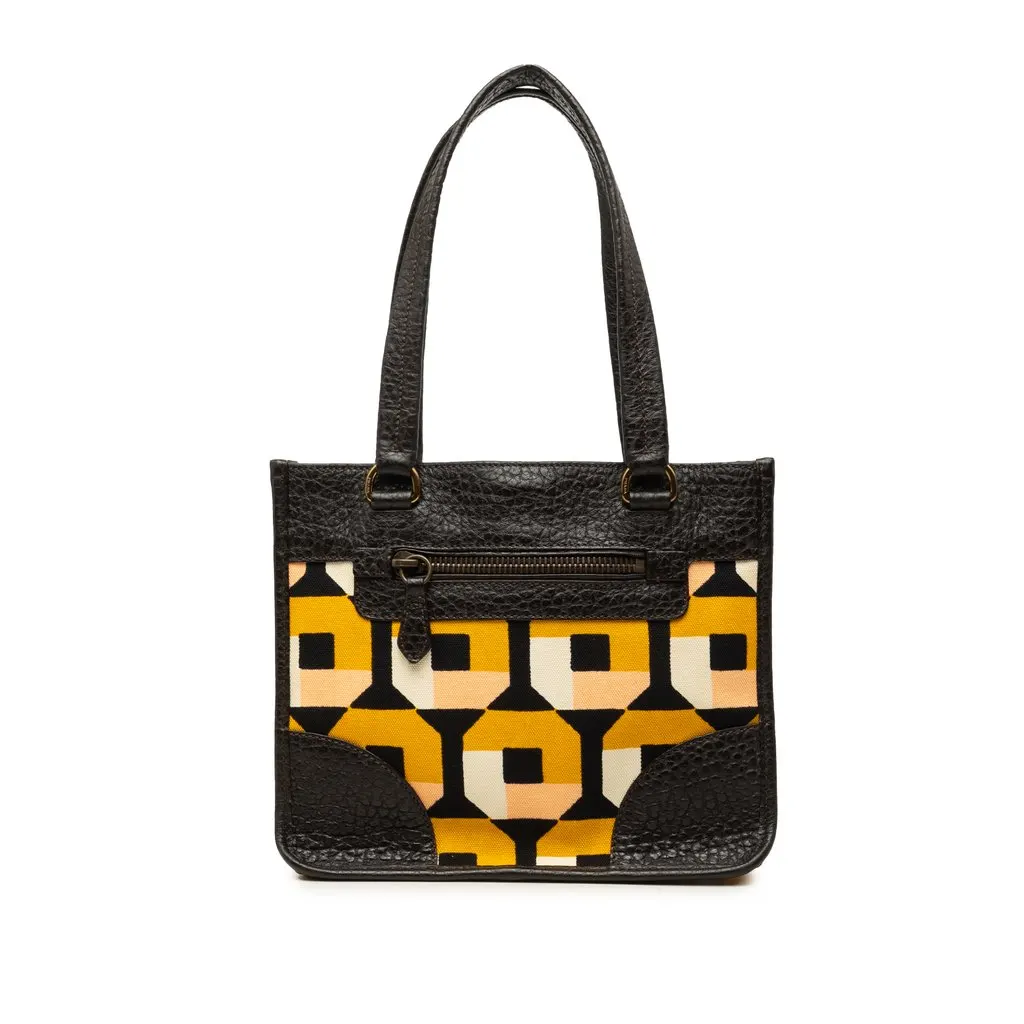 Prada Printed Canvas and Leather Tote Brown Very good - Front View