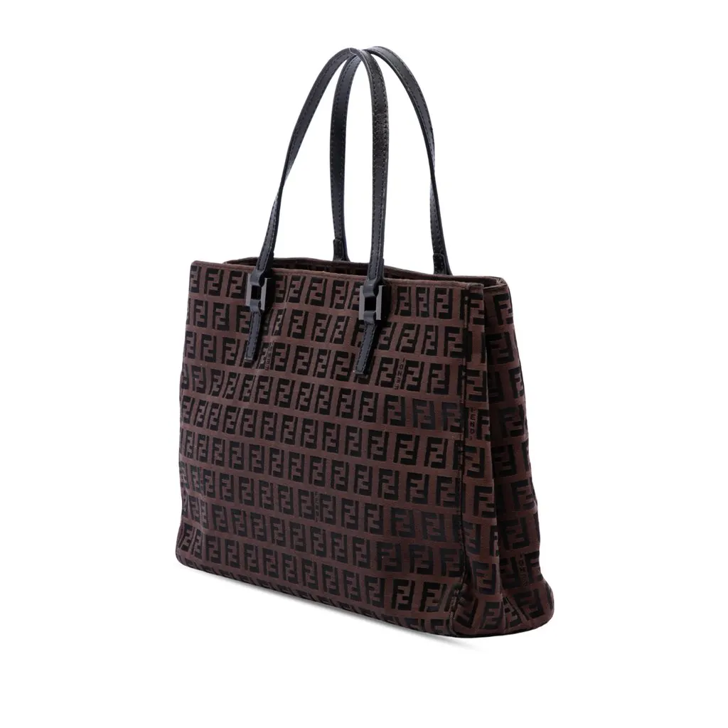 Fendi Zucchino Canvas Tote Brown Canvas Good - Back View