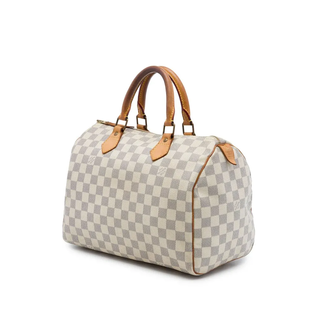 Louis Vuitton Damier Azur Speedy 30 White Canvas Good - Back View