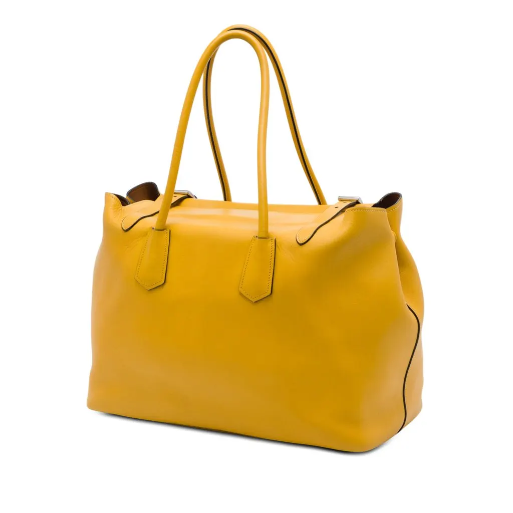 Prada City Calf Leather Buckle Tote Yellow Leather Very good - Back View