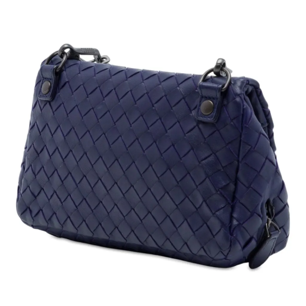 Bottega Veneta Mini Nappa Intrecciato Expandable Chain Flap Crossbody Purple Leather Very good - Back View