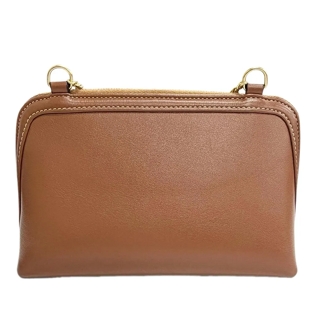 Celine Smooth Calfskin Cuir Triomphe Clutch on Chain Brown Leather Very good - Back View