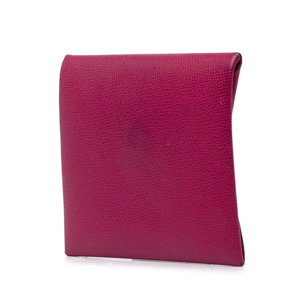 Hermès Epsom Bastia Coin Purse Purple Leather Good - Back View