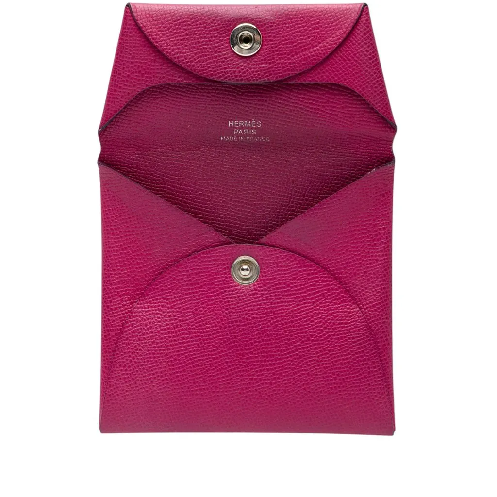 Hermès Epsom Bastia Coin Purse Purple Leather Good - Model View