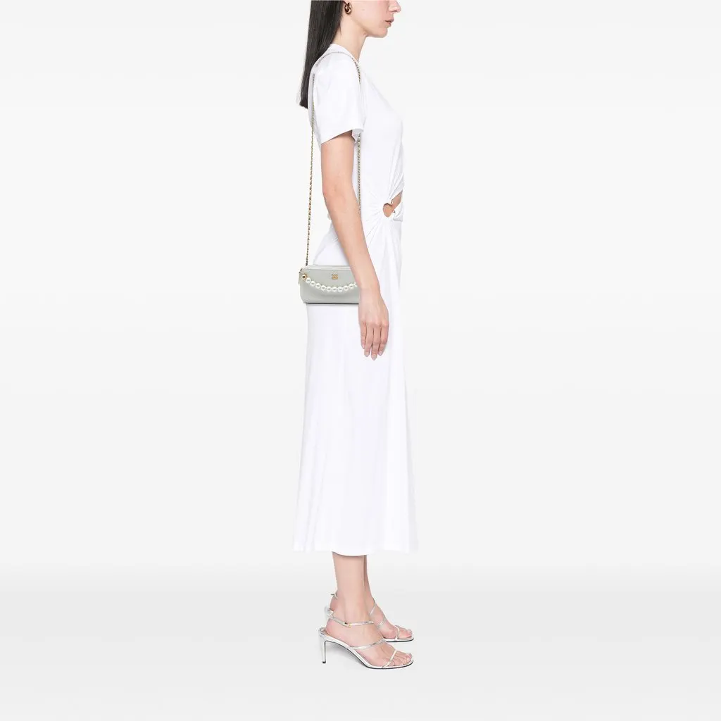Chanel CC Quilted Goatskin Chic Pearls Double Zip Clutch With Chain White Leather Very good - Box View