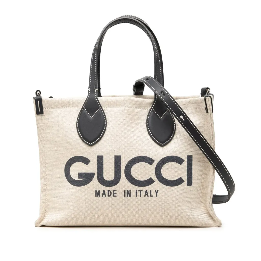 Gucci Medium Canvas Logo Tote Beige Canvas Very good - Front View