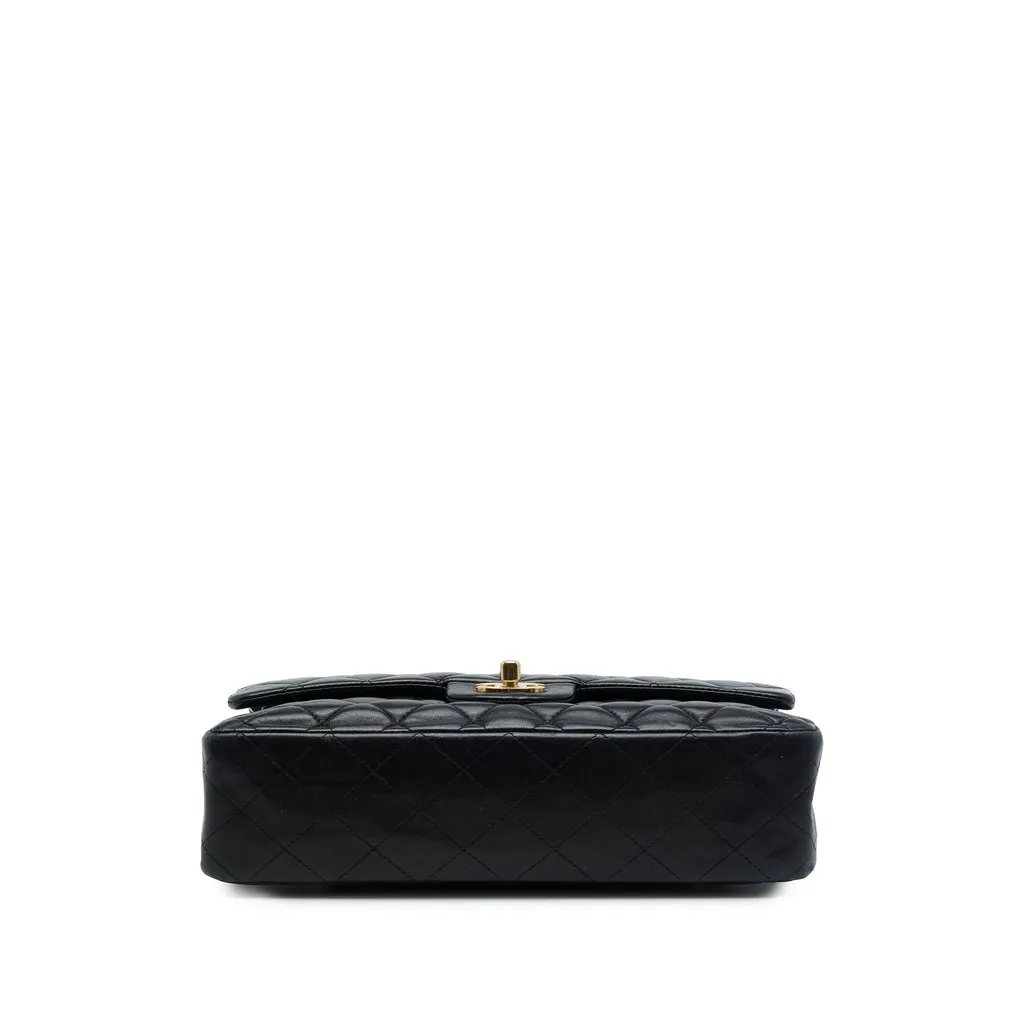Chanel Medium Classic Lambskin Double Flap Black Leather Good - Inside View
