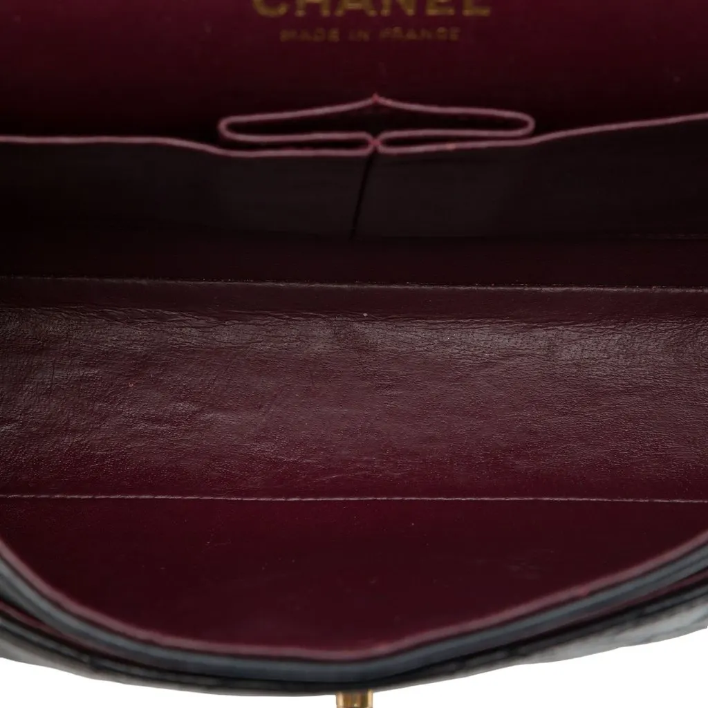 Chanel Medium Classic Lambskin Double Flap Black Leather Good - Model View