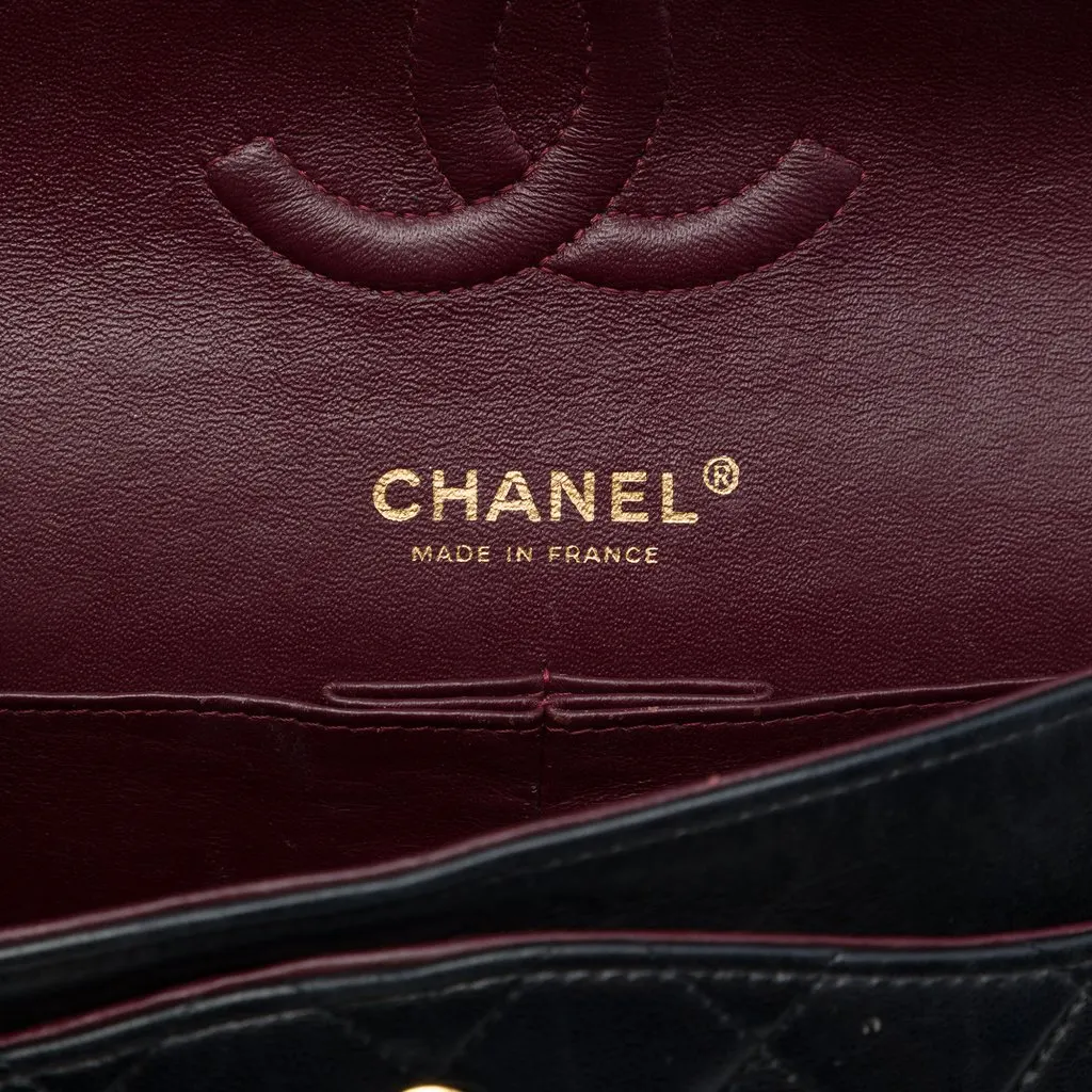 Chanel Medium Classic Lambskin Double Flap Black Leather Good - Box View