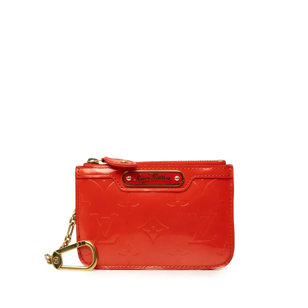 Louis Vuitton Monogram Vernis Key Pouch Red Leather Good - Front View