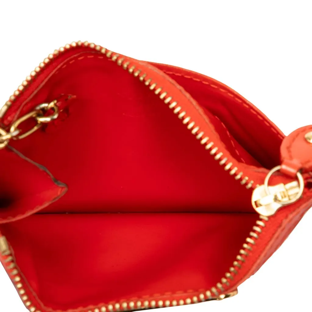 Louis Vuitton Monogram Vernis Key Pouch Red Leather Good - Model View