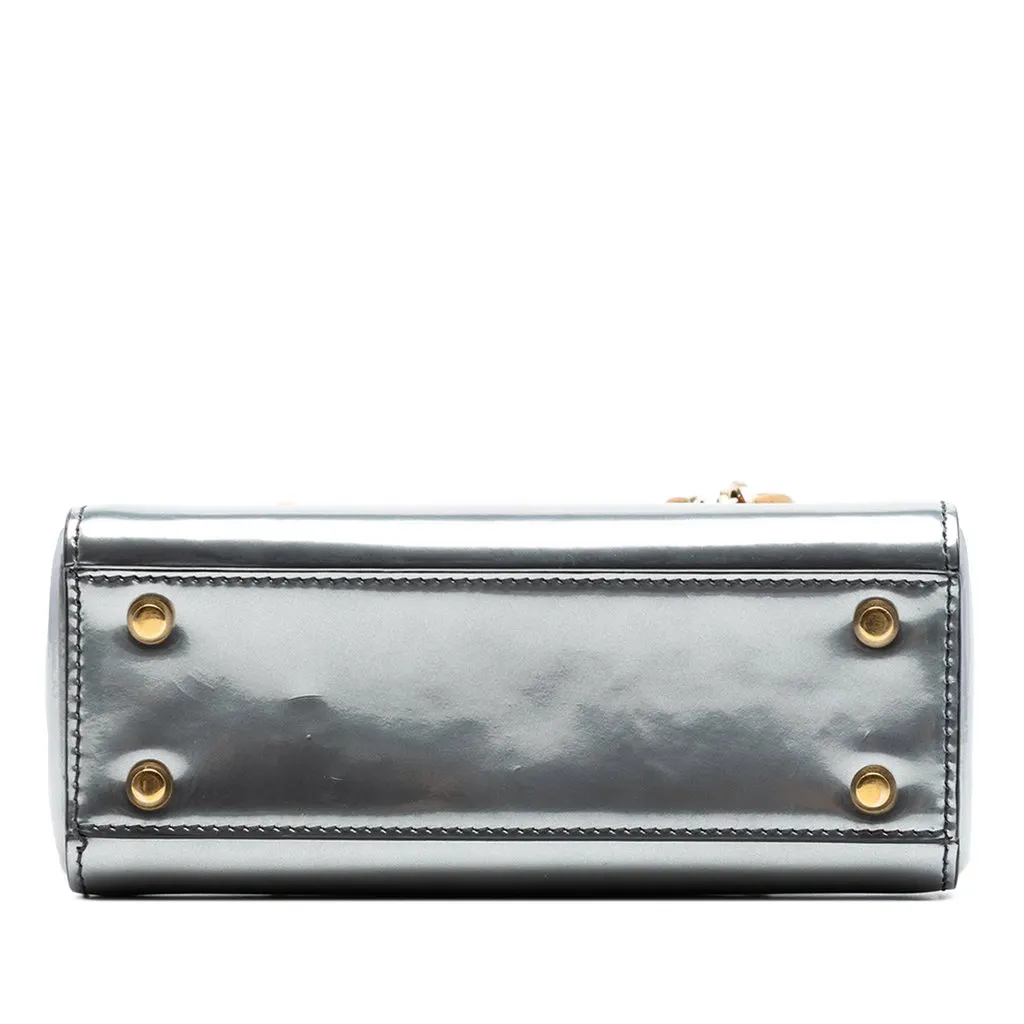 Dior Mini Metallic Patent Lady Dior Silver Leather Very good - Inside View