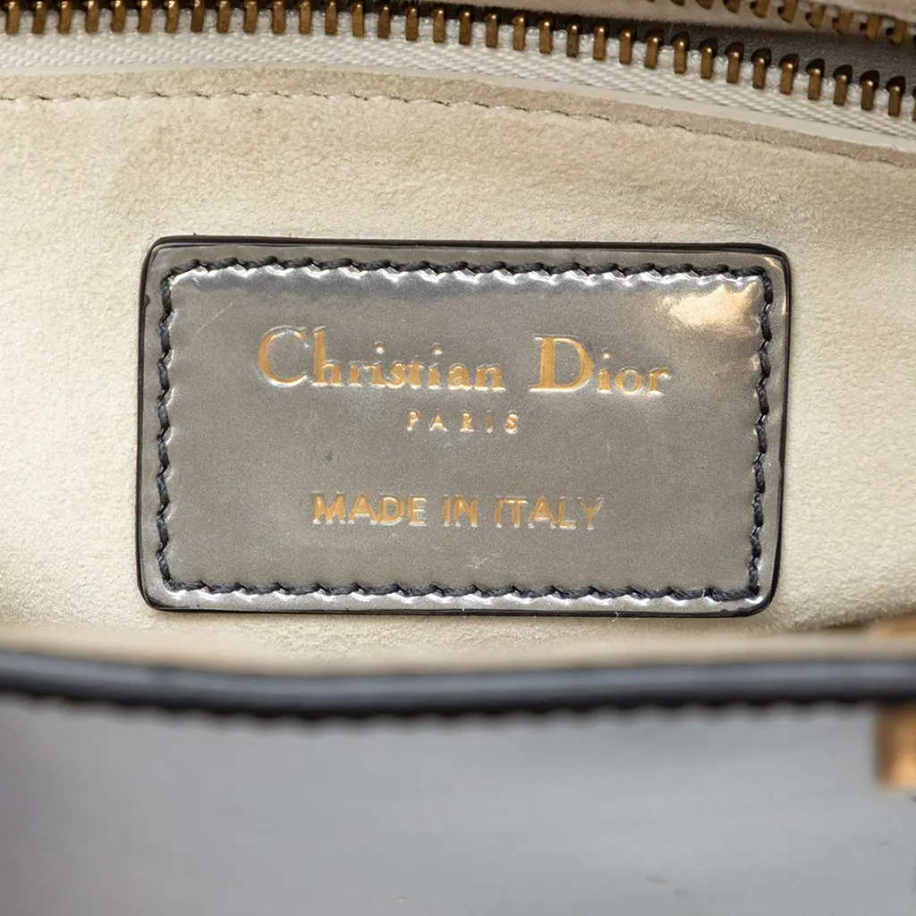 Dior Mini Metallic Patent Lady Dior Silver Leather Very good - Box View