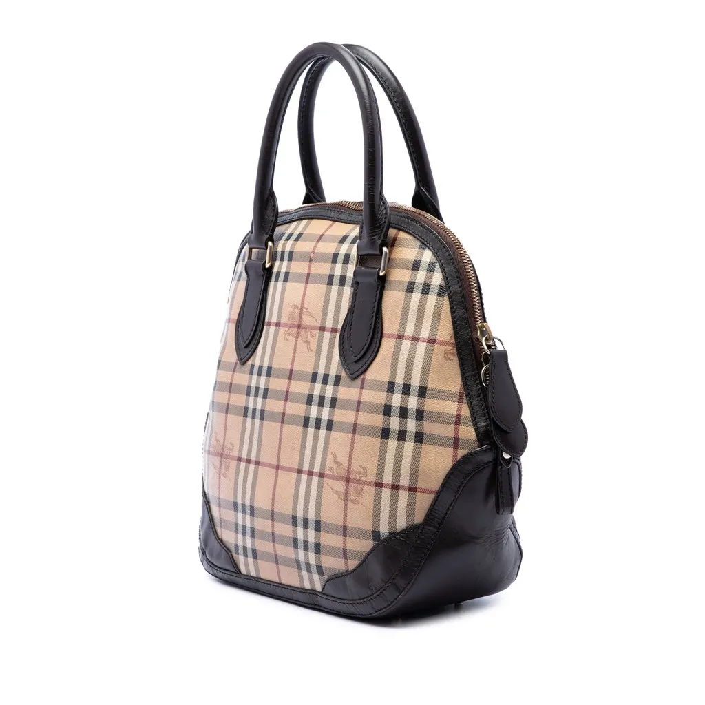 Burberry Medium Haymarket Check Coated Canvas Orchard Bowling Bag Beige Very good - Back View