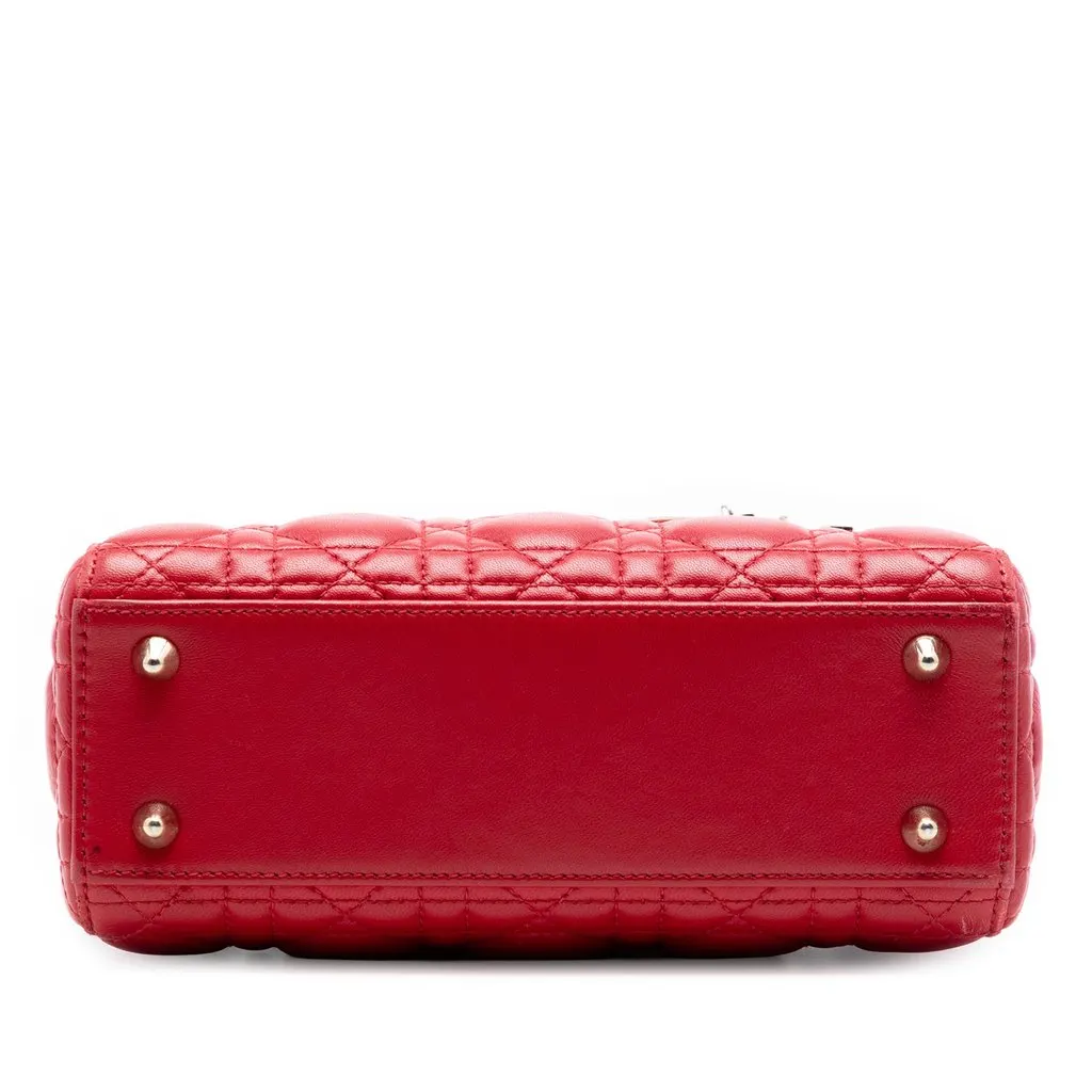 Dior Small Lambskin Cannage MyABCDior Lady Dior Red Leather Very good - Inside View