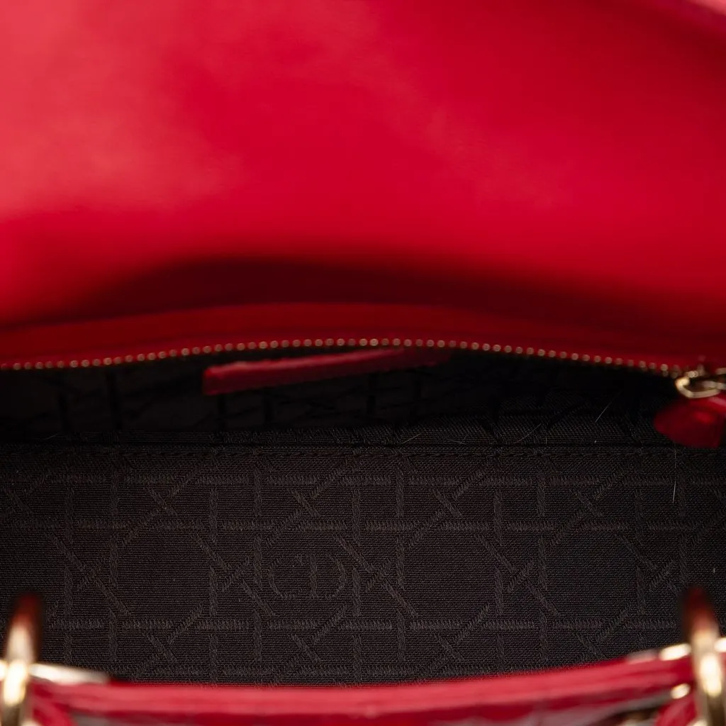 Dior Small Lambskin Cannage MyABCDior Lady Dior Red Leather Very good - Model View