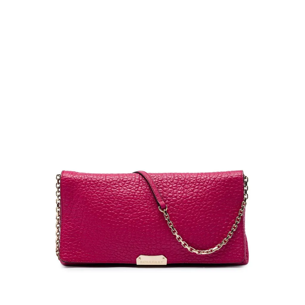 Burberry Medium Grained Calfskin Mildenhall Crossbody Pink Leather Very good - Front View