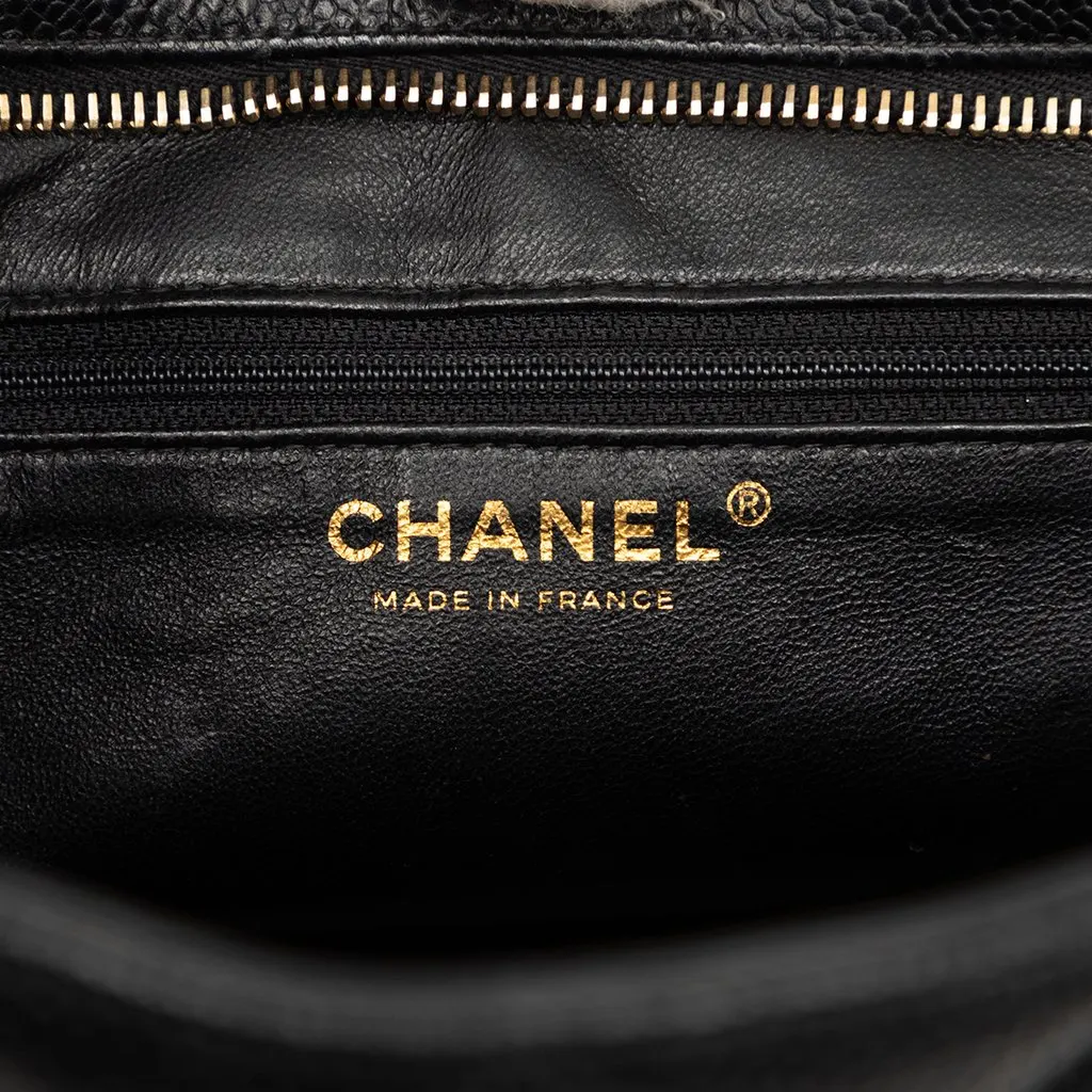 Chanel Caviar Medallion Tote Black Leather Good - Box View