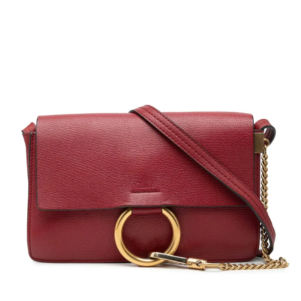 Chloé Small Leather Faye Crossbody Red Leather Very good - Front View