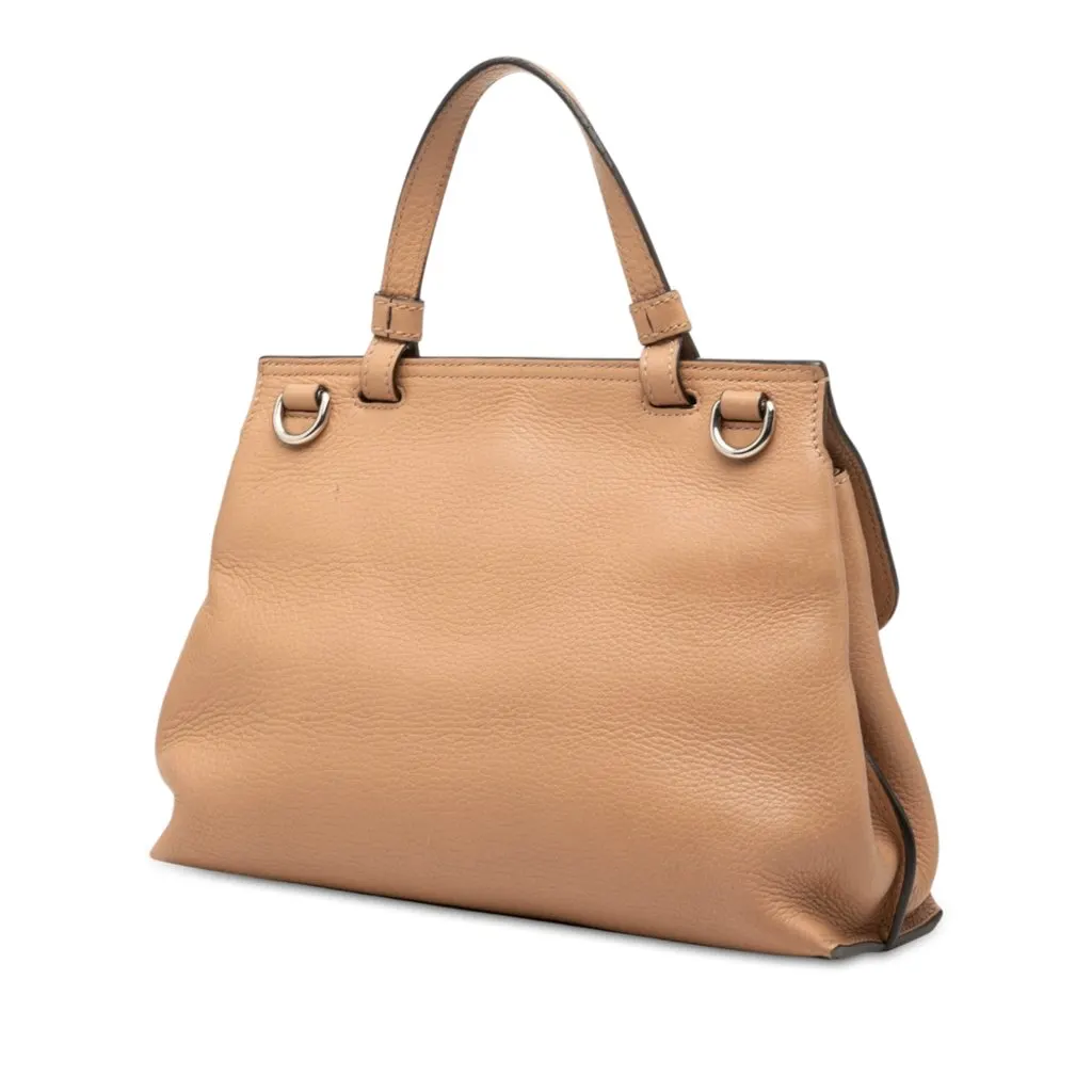 Gucci Small Calfskin Bamboo Daily Satchel Beige Leather Very good - Back View
