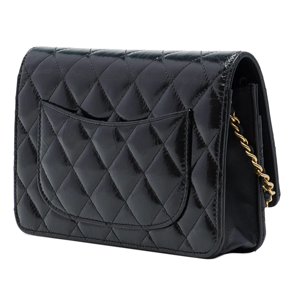 Chanel Quilted Aged Calfskin Reissue 2.55 Wallet on Chain Black Leather Very good - Back View