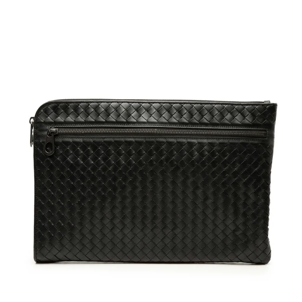 Bottega Veneta Nappa Intrecciato Document Case Black Leather Good - Front View