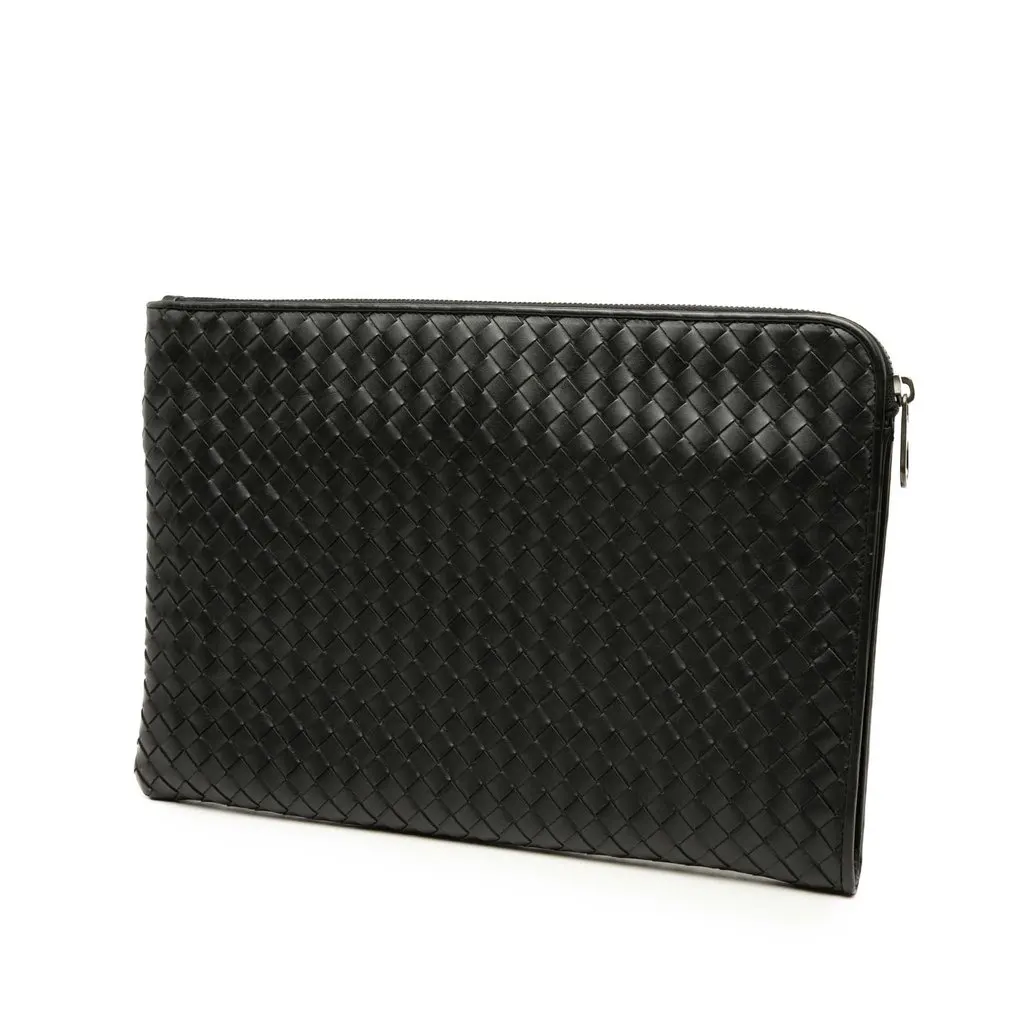 Bottega Veneta Nappa Intrecciato Document Case Black Leather Good - Back View