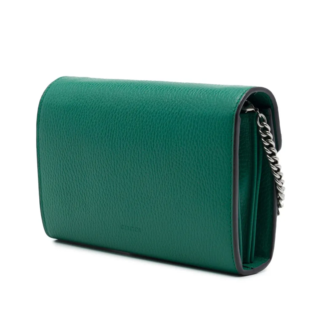 Gucci Calfskin Dionysus Wallet on Chain Green Leather Good - Back View