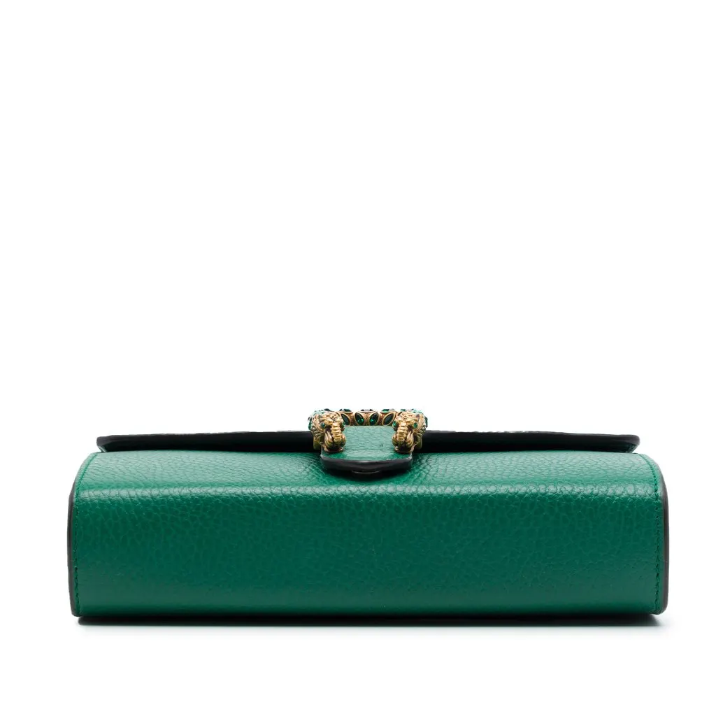 Gucci Calfskin Dionysus Wallet on Chain Green Leather Good - Inside View