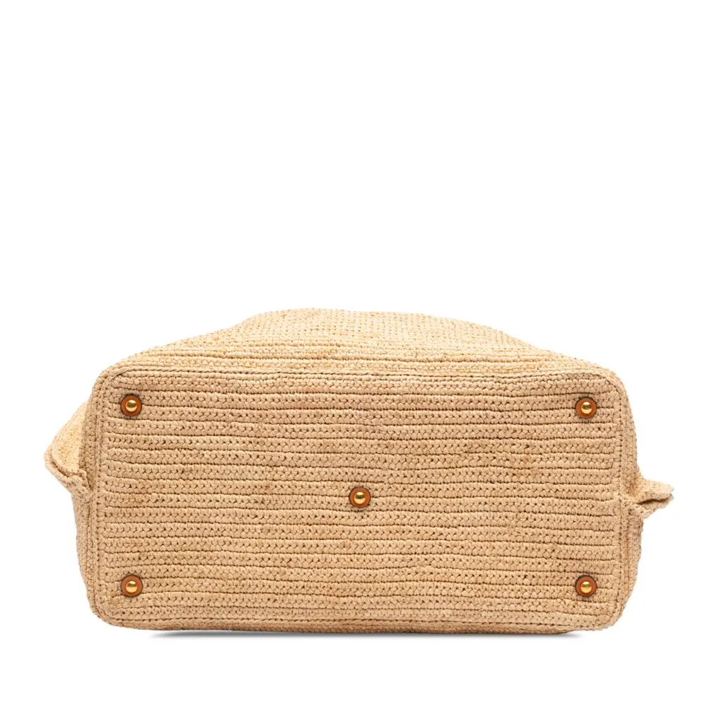 Valentino Medium Raffia VLogo Tote Beige Very good - Inside View