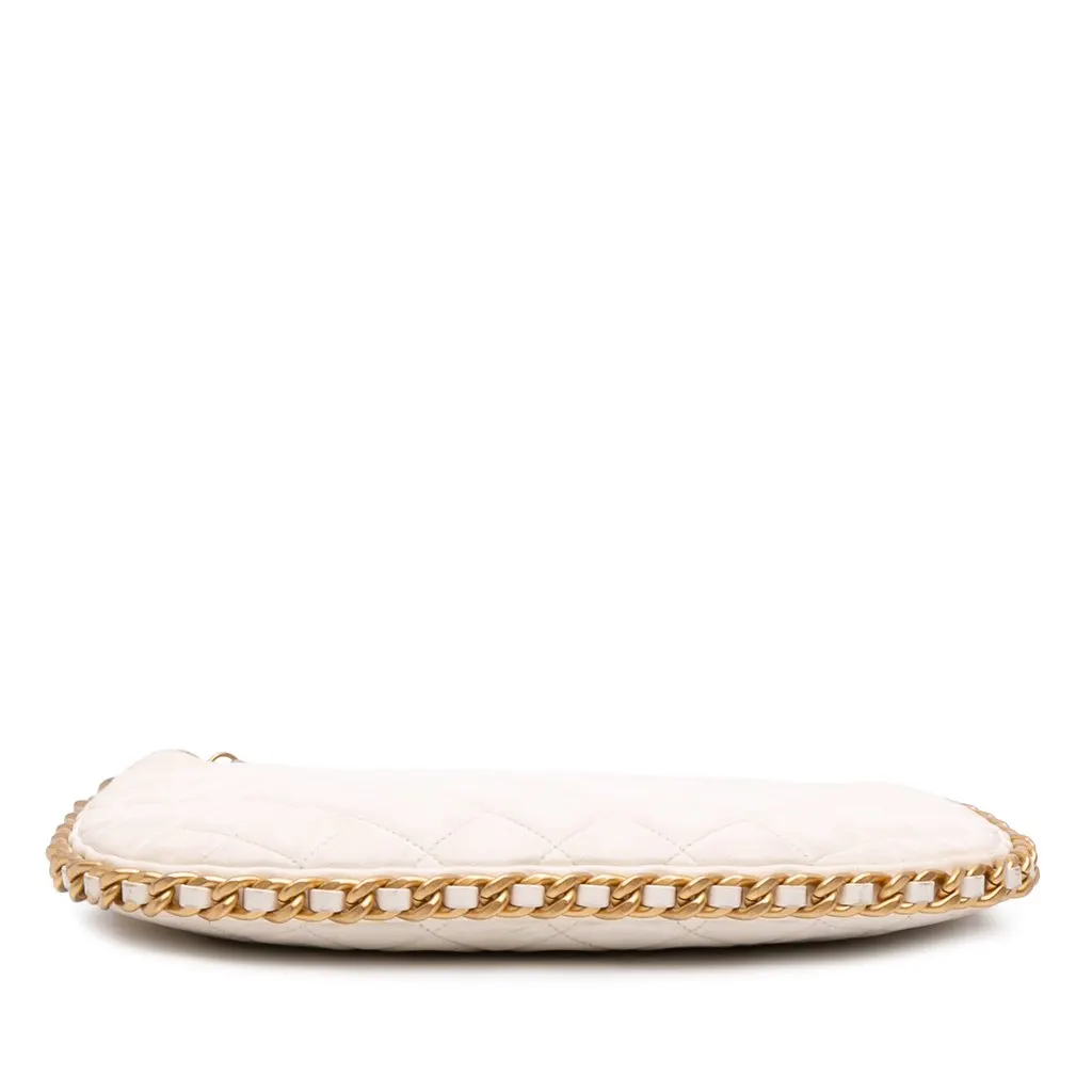 Chanel Large Shiny Crumpled Quilted Lambskin Trendy Chain Around Hobo White Leather Very good - Inside View