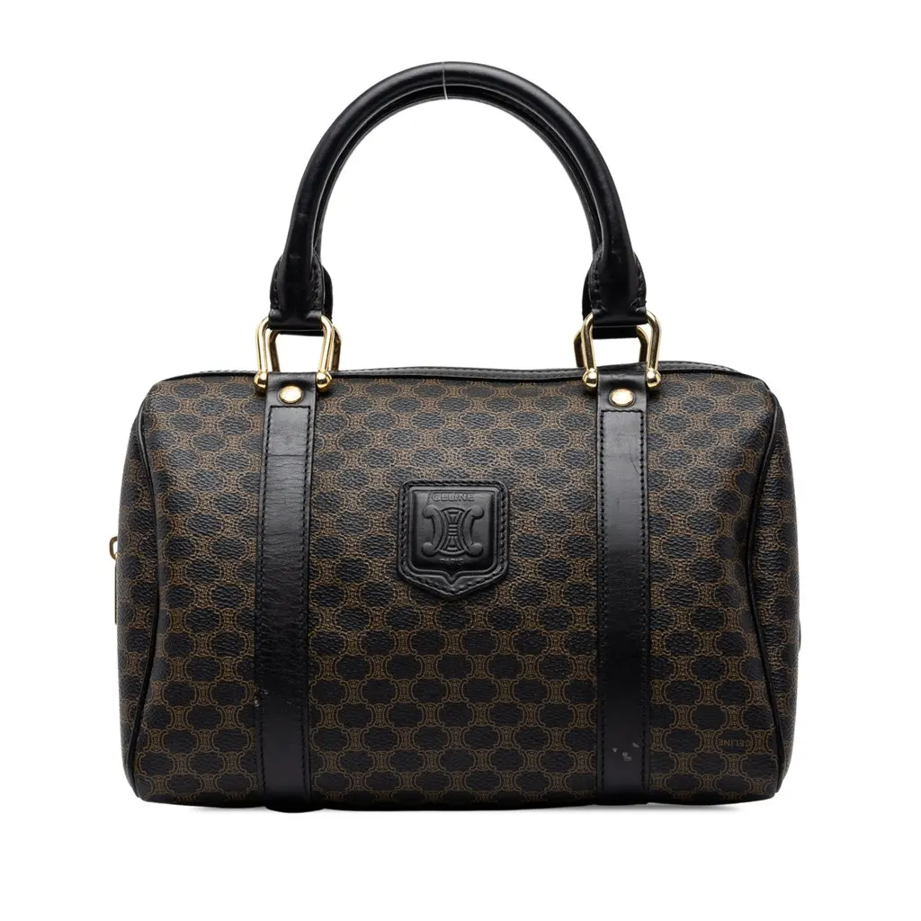 Celine Macadam Coated Canvas Handbag Brown Canvas Good - Front View