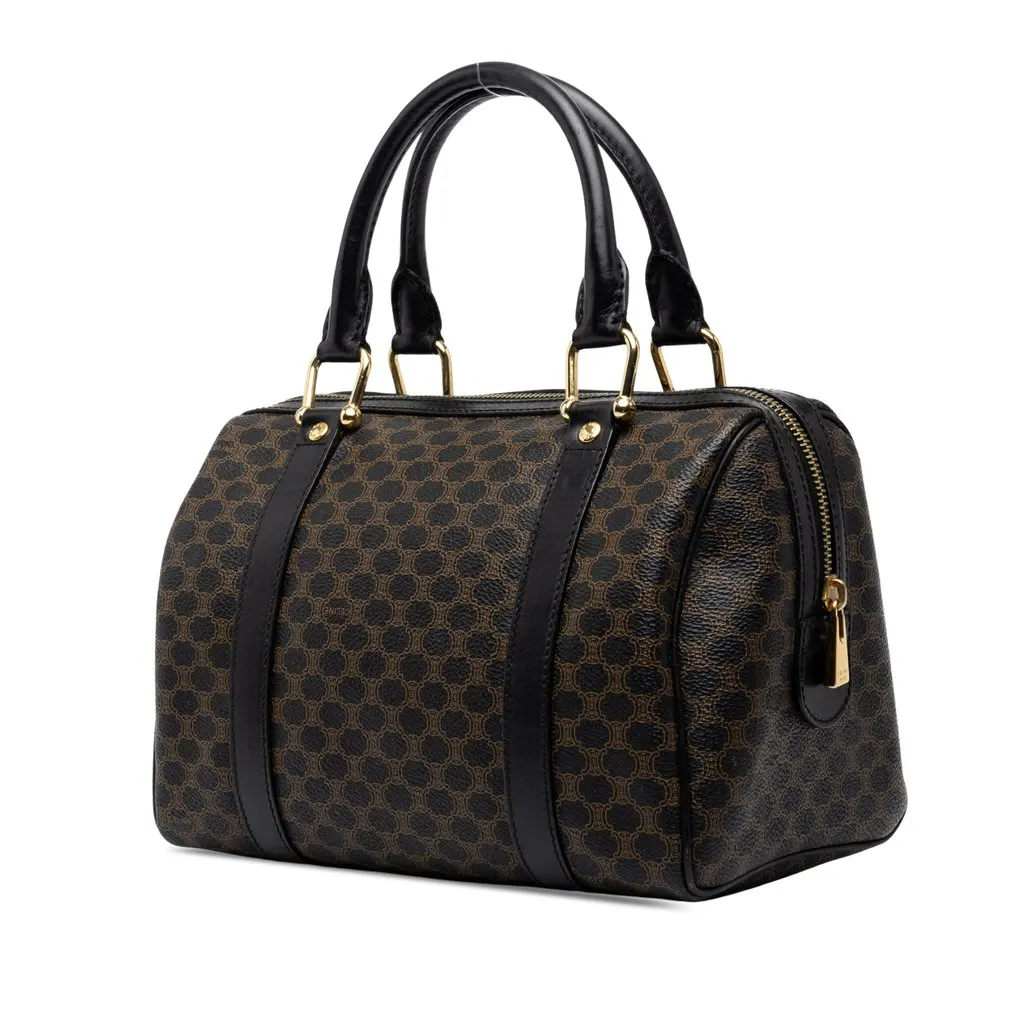 Celine Macadam Coated Canvas Handbag Brown Canvas Good - Back View
