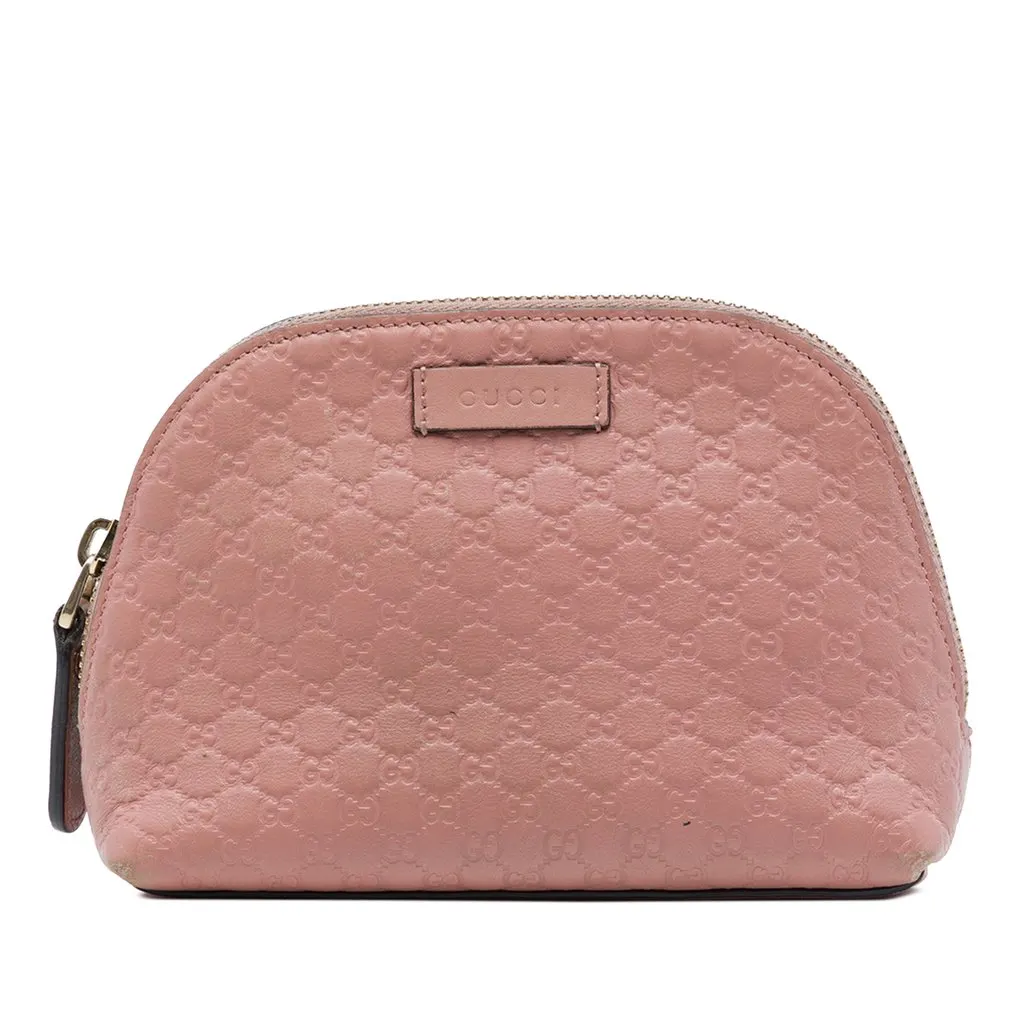 Gucci Microguccissima Cosmetic Pouch Pink Leather Good - Front View
