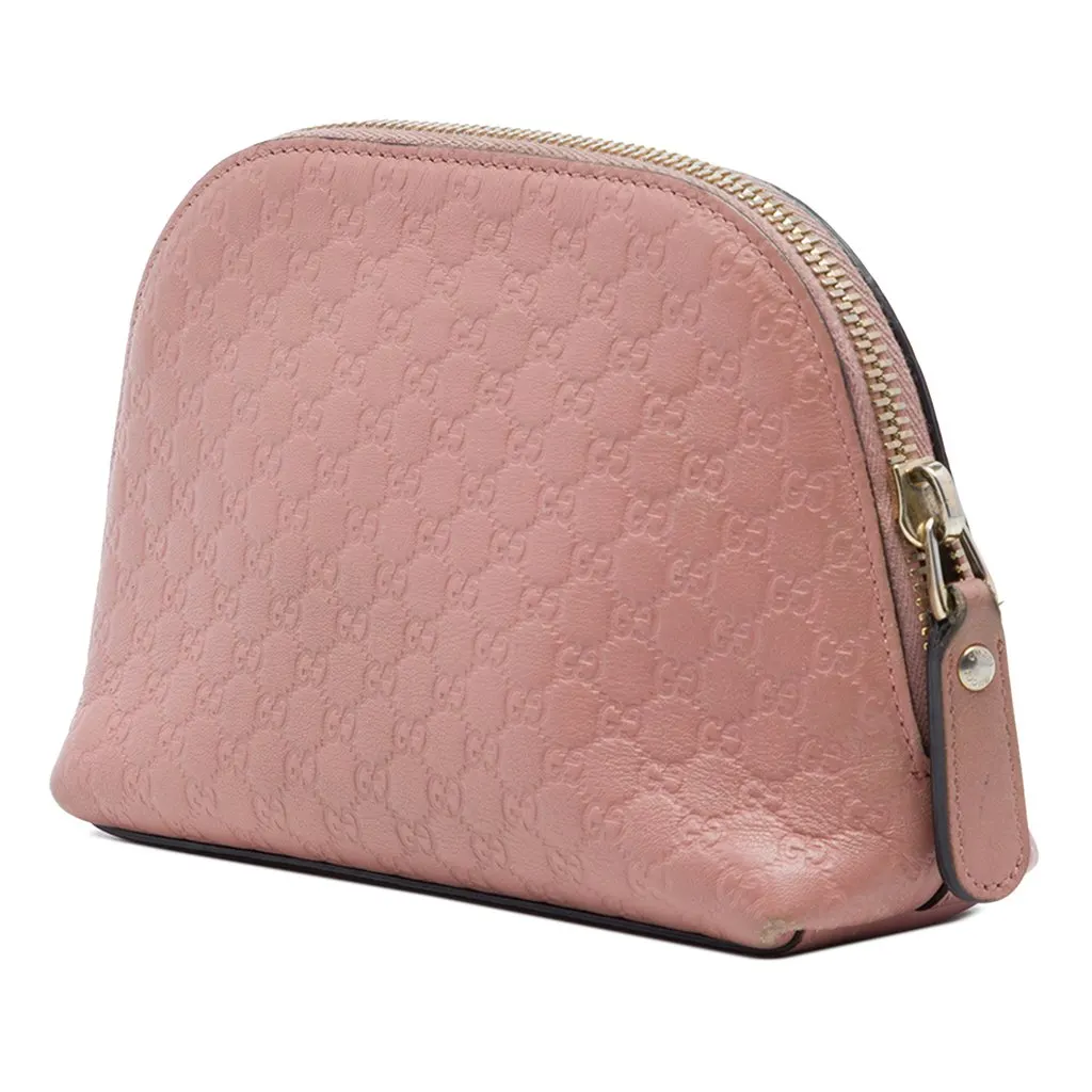 Gucci Microguccissima Cosmetic Pouch Pink Leather Good - Back View