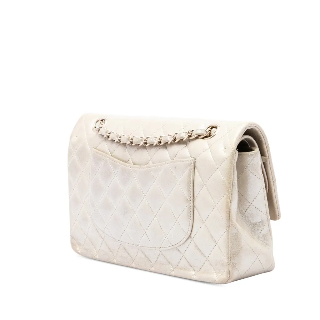 Chanel Medium Classic Iridescent Calfskin Double Flap Gold Leather Very good - Back View