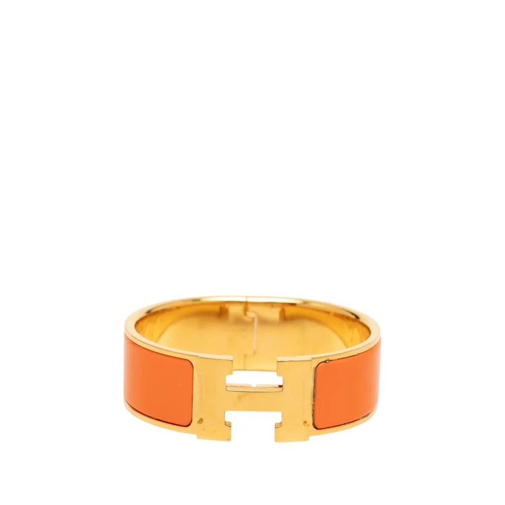 Hermès Wide Enamel Clic Clac H Bracelet GM Orange Very good - Front View